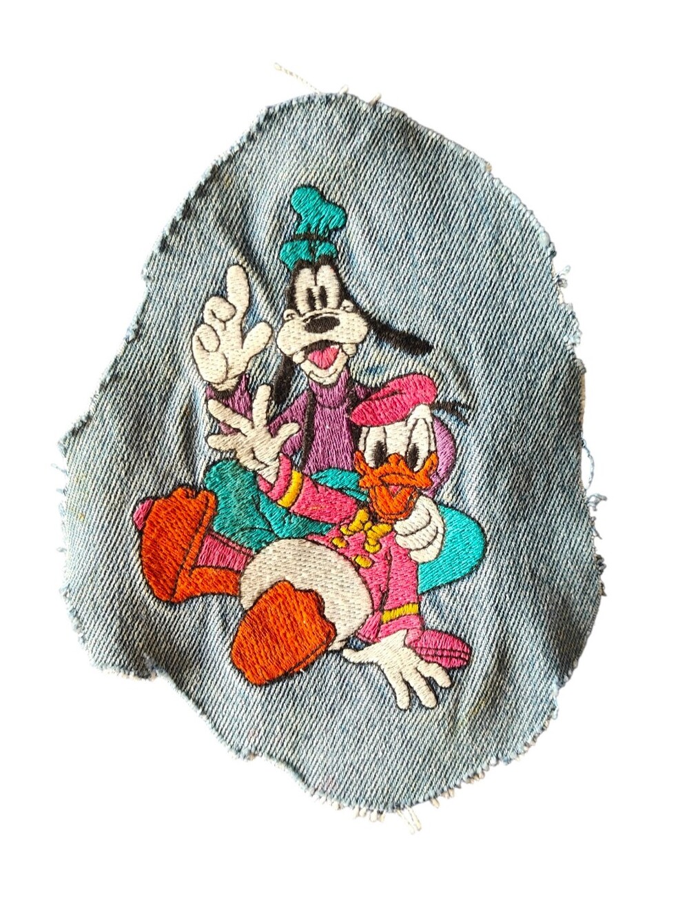 Vintage Disney Denim Patch With Donald And Goofy Sewing Crafts 6x5"
